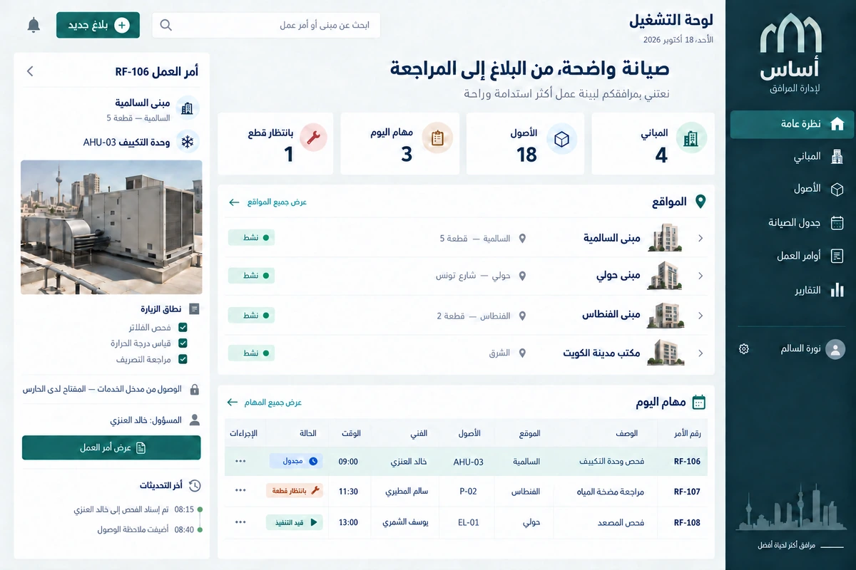 Asas Facilities — fictional interface design