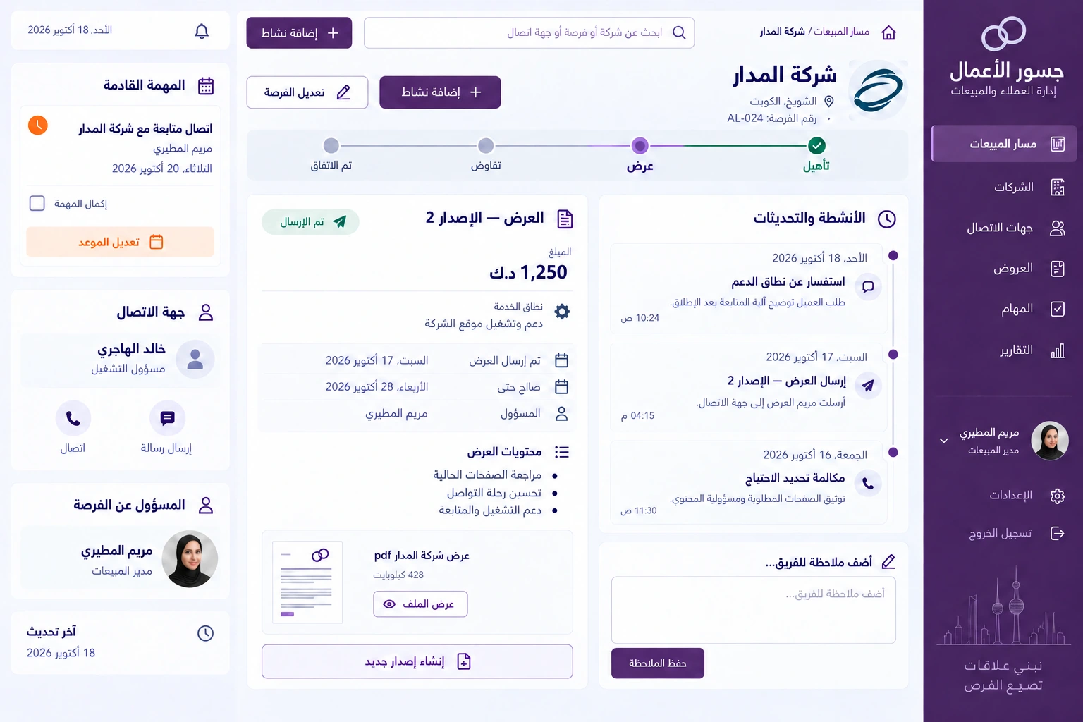 Jusoor Business — Opportunity and follow-up